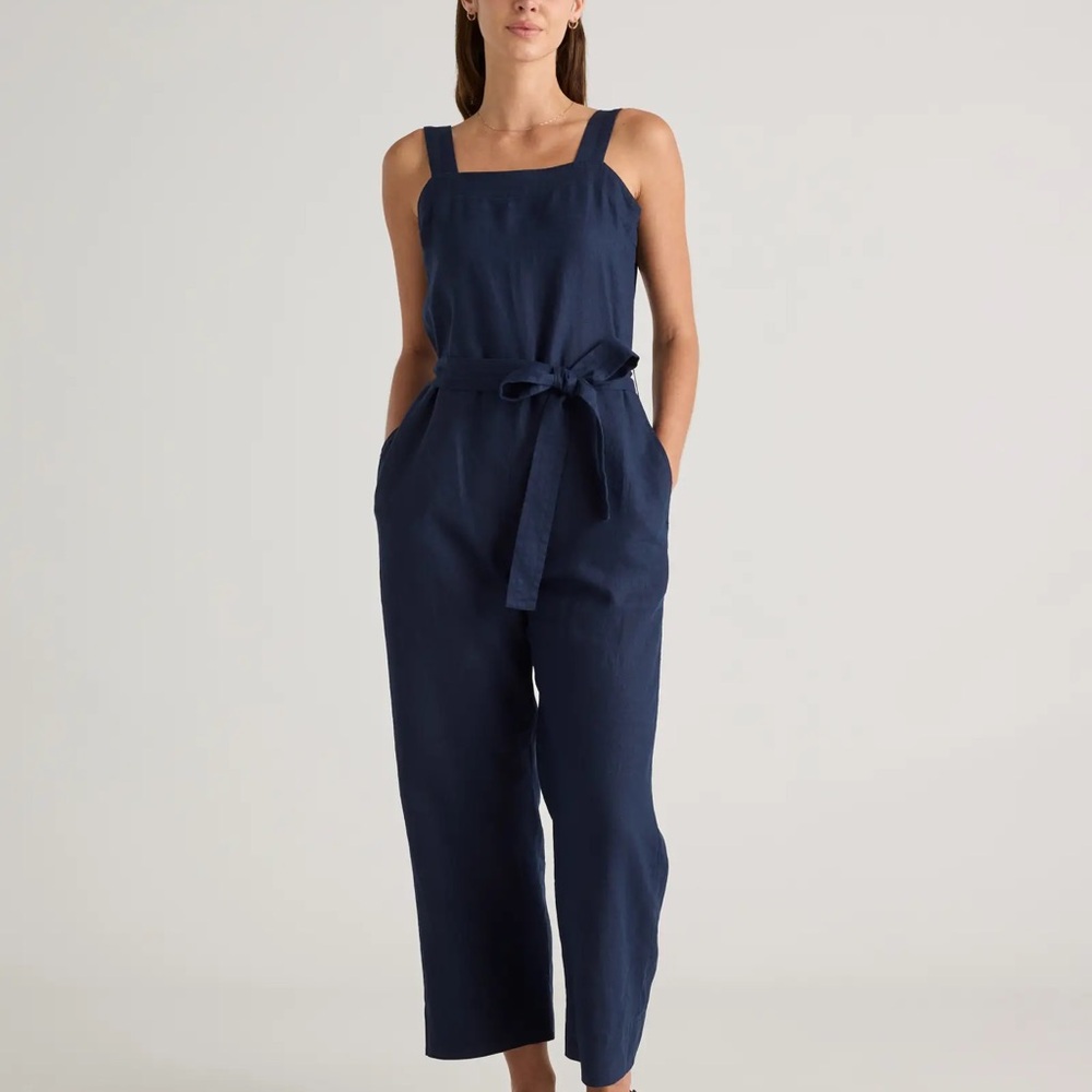 Quince 100% European Linen Square Neck Jumpsuit